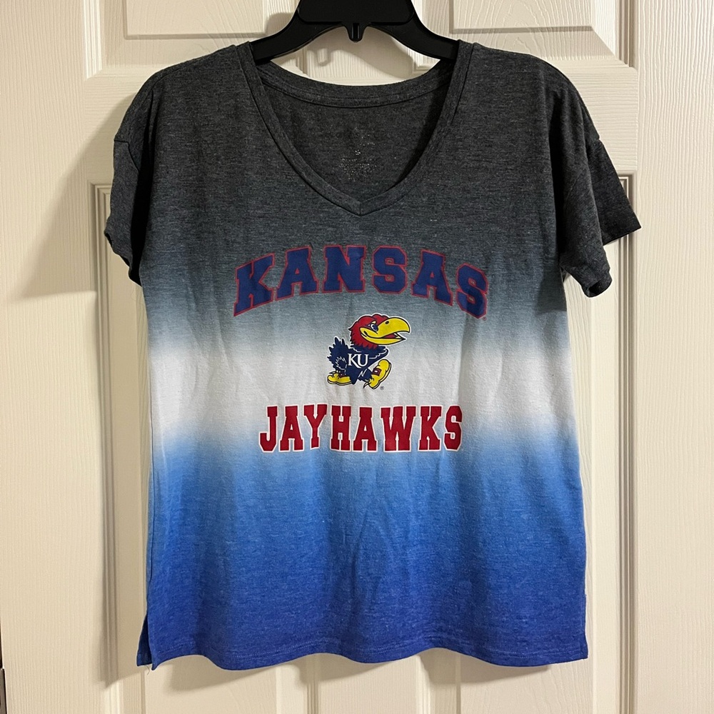 KU Jayhawks Ombre V-Neck Tee